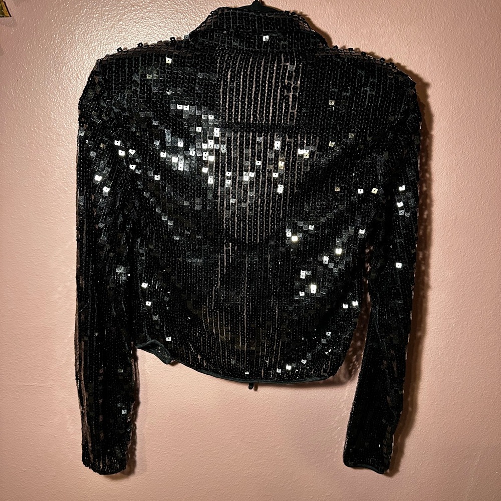 Prettylittlething Black Sequin Jacket View 5